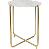 White Label Beistelltisch Timpa 54 x 45 cm Stahl/Marmor weiß/gold