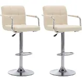 vidaXL Barhocker 2 Stk. Creme Stoff