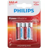 Philips Power Alkaline LR03P4B/05, Einwegbatterie, AAA, Alkali, 1,5 V, 4 Stück(e), Cd (cadmium), Hg (Quecksilber), Pb (Blei)