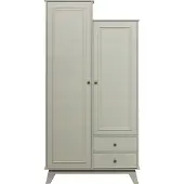 Woood Lily Garderobenschrank Aus Kiefer, 2-Türig, Asymmetrisch, Grau