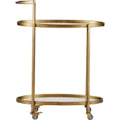 Woood push trolley metall antique brass