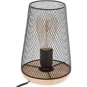 Atmosphera Tischleuchte Soho - Draht Metall/Holz - schwarz - H24 cm - Designleuchte