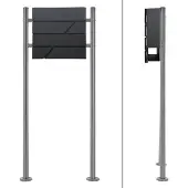 ML-Design ECD Germany Standbriefkasten Silber 120 cm – Edelstahl-Briefkasten mit Zeitungsfach & Pfosten, Anthrazit, pulverbeschichtet, Design-Briefkastenanlage
