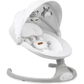 Momi KENANI – Elektrische Babywippe mit Bluetooth, Fernbedienung & Musik, 5 Stufen – inkl. Moskitonetz – Hellgrau