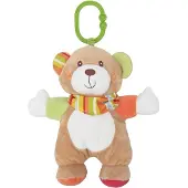 Lorelli Baby Kuscheltier Plüsch Greifling, C-Ring, auffällige Farben, ab Geburt beige