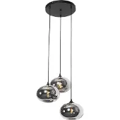 QAZQA Art Deco Hängelampe schwarz 3-flammig mit Rauchglas - Busa