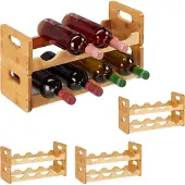 Relaxdays 4 x Weinregal für je 8 Flaschen Hellbraun