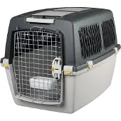 Trixie 39872, Fester Transportbox, Haustiertransportbox, Hund, 25 kg, Frontlader, Schwarz, Grau