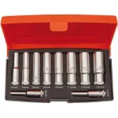 Bahco toppesæt 1/4 10 dele - s0810l lange toppe i sæt 4-13mm