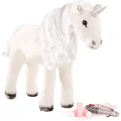 Götz 3402631 Achat Einhorn Puppe zum Kämmen - Kämmpferd - Stockmaß von ca. 37 cm und Einer Höhe von ca. 52 cm - biegsam, frisierbar mit Lockenwicklern