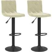 vidaXL Barhocker 2 Stk. Creme Samt