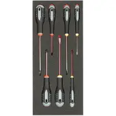 Bahco Fit&Go 1/3 Einlage mit vier Schlitz- und drei Phillips-Schraubendrehern, mit Schaumstoffeinlage - 7-tlg.