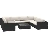 vidaXL 9-tlg. Garten-Lounge-Set mit Auflagen Poly Rattan Schwarz