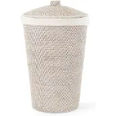 DECOR WALTHER Wäschekorb Basket Leinenauskleindung Rund Rattan Hell