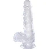 Pipedream Clear 6 - Saugnapf, kleiner Hoden-Dildo (15 cm)