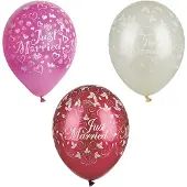 Papstar Luftballons "Just Married", elfenbein metallic Umfang: 900 mm, Durchmesser: 290 mm, aus Naturkaut...
