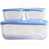 Pasabahce Snow Box Aufbewahrungsset Blau Deckel, 3 Stück - 1200ml + 275cc + 275cc