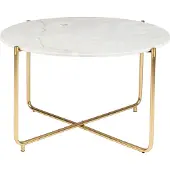 Housecraft living Timpa Couchtisch Rund 70 cm Marmor Weiß/ Gold
