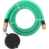 vidaXL Saugschlauch mit Messing-Anschlüssen Grün 1,1" 5 m PVC - Gartenschläuche