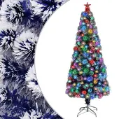 vidaXL Künstlicher Weihnachtsbaum mit Beleuchtung 180 cm Glasfaser