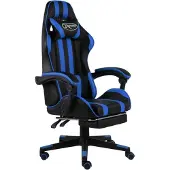 vidaXL Gaming-Stuhl mit Fußstütze Schwarz und Blau Kunstleder