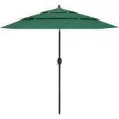 vidaXL Sonnenschirm mit Aluminium-Mast 3-lagig Grün 2,5 m