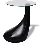 vidaXL Couchtisch mit Runder Glasplatte Hochglanz Schwarz