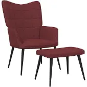 vidaXL Relaxsessel mit Hocker Weinrot Stoff