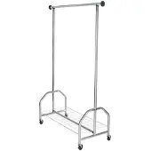 Wenko Garderobenständer "Kleiderständer Profi verchromt", silber (silberfarben), B:121cm H:185cm T:52cm, Metall, Garderobenständer, Garderobenständer, mit großer Gitternetz-Schuhablage