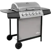 vidaXL Gasgrill mit 6 Brennern Schwarz und Silber gefärbt