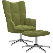 vidaXL Relaxsessel mit Hocker Hellgrün Samt