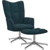 vidaXL Relaxsessel mit Hocker Blau Samt