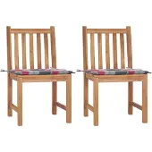 vidaXL Gartenstühle 2 Stk. mit Kissen Massivholz Teak