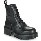 New rock Unisex Schwarze Gothic-Militär-Bikerstiefel - MILI084N-S3
