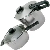 Fissler Schnellkochtopf-Set Vitavit Premium 5-teilig – 6 L & Schnellbratpfanne 3,5 L, Induktion, inkl. Metall- & Glasdeckel, Einsatz