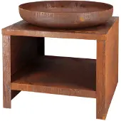 Esschert Design Feuerschale mit Holzfach 62 cm Rostbraun