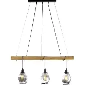 JUST LIGHT LED Pendelleuchte SPRING Holz Industrie Design mit Natur-Holz Holz-natur Wohnzimmer, Esszimmer, Küche