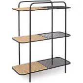 YES everyday Regal Elyot aus Rattan, klassischer Stil, 2 Fächer, Natur, Gestell Metall schwarz