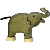 Holztiger Elefant, klein, Rüssel hoch