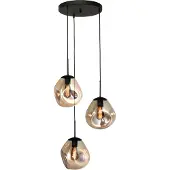 Masterlight Lava Pendelleuchte 3-flammig rund-Glas Rauchgrau-3x Glas klein