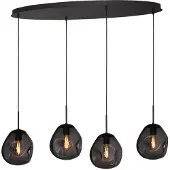Masterlight Hängelampe Lava Oval 4x Rauchglas Ø 24cm
