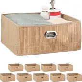 Relaxdays 10 x Aufbewahrungskorb Bambus natur Beige,Hellbraun