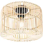 QAZQA - Orientalisch Orientale Deckenleuchte I Deckenlampe I Lampe I Leuchte Schwarz mit Rattan - Maud I Wohnzimmer I Schlafzimmer - Rund - LED geeignet E27