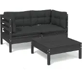 vidaXL 3-tlg Garten-Lounge-Set mit Anthrazit Kissen Kiefernholz Modell 6