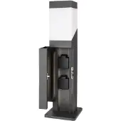 Deko-light Steckdosensäule Kukui Puka mit E27-Fassung, alu / grau / zink, Aluminium, Modern