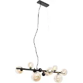 QAZQA Art Deco Hängelampe schwarz mit braunem Glas 8 Lichter - David