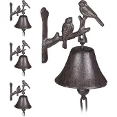 Relaxdays 4 x Türglocke Gusseisen Vogel Dunkelbraun