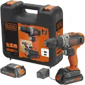 Black & Decker BCD003C2K-QW, Handbohrmaschine, Ohne Schlüssel, Schwarz, Rot, 1 cm, 1400 RPM, 2,5 cm