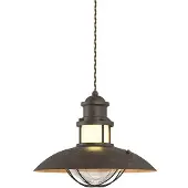 LINDBY Louisanne Pendelleuchte Brown - , Louisanne, dimmbar, Braun / Rost, für Flurbereich, Metall, Maritim