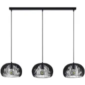 LINDBY Pendellampe Jusra, 99cm, 3-flg., schwarz, Metall, E27